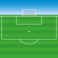 Soccer field. Football stadium with soccer goal and markings. Vector illustration Royalty Free Stock Photo